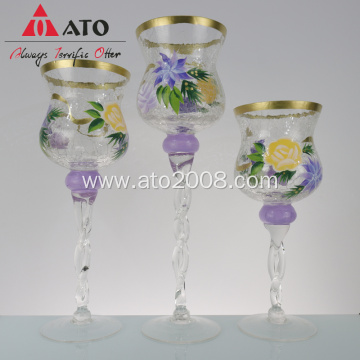 fashion table display crystal glass candle holder set